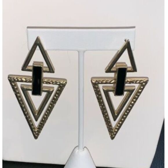 Vintage Geometric Shaped Earrings Pierced - Picture 1 of 8